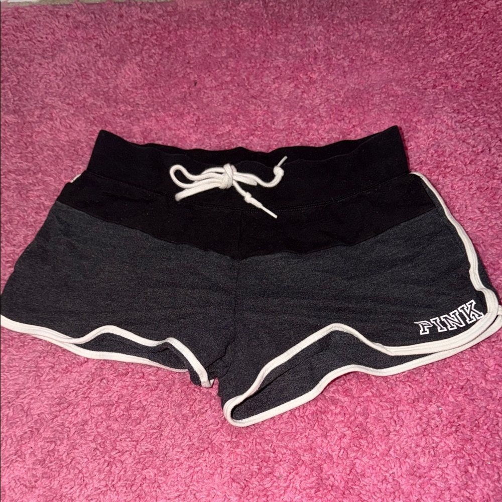 PINK Victoria's Secret Charcoal Gray Athletic Shorts with Black Waistband
